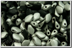 Gekko�-Beads, 3x5mm, black, op., half silver, 50 Stk.