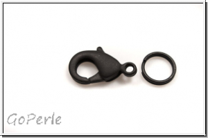 Karabiner "glatt", 12x6mm, black, matt, Messing, 1 Stk.