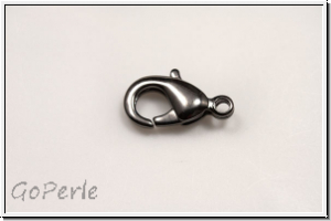 Karabiner "glatt", 12x6mm, hematitefb., Messing, 1 Stk.
