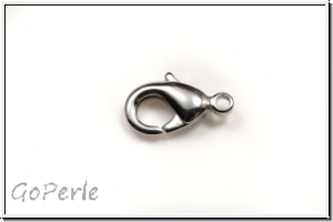 Karabiner "glatt", 12x6mm, antiksilberfb., Messing, 1 Stk.