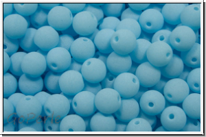 b�hm. Glasperle, rund, 4mm, white, alabaster, soft sky blue neon, 50 Stk.