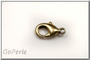 Karabiner "glatt", 12x6mm, antikgoldfb., Messing, 1 Stk.