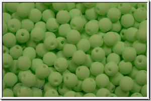 b�hm. Glasperle, rund, 3mm, white, alabaster, soft lime neon, 50 Stk.