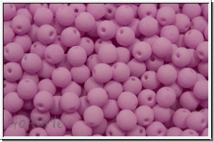 b�hm. Glasperle, rund, 3mm, white, alabaster, soft magenta neon, 50 Stk.
