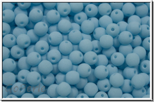 b�hm. Glasperle, rund, 3mm, white, alabaster, soft sky blue neon, 50 Stk.