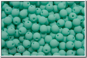 b�hm. Glasperle, rund, 4mm, white, alabaster, soft turquoise neon, 50 Stk.