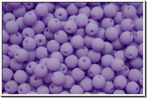 b�hm. Glasperle, rund, 3mm, white, alabaster, soft violet neon, 50 Stk.