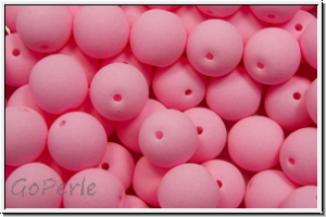 b�hm. Glasperle, rund, 6mm, white, alabaster, soft pink neon, 25 Stk.