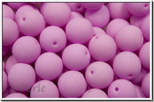 b�hm. Glasperle, rund, 6mm, white, alabaster, soft magenta neon, 25 Stk.