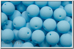 b�hm. Glasperle, rund, 6mm, white, alabaster, soft sky blue neon, 25 Stk.