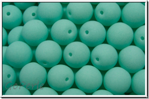 b�hm. Glasperle, rund, 6mm, white, alabaster, soft turquoise neon, 25 Stk.