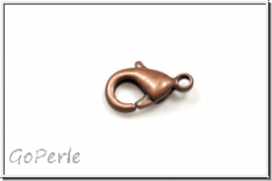 Karabiner "glatt", 12x6mm, antikkupferfb., lasiert, Messing, 1 Stk.