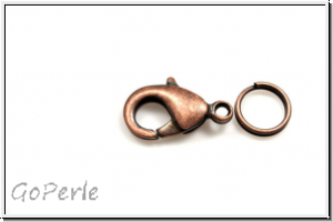 Karabiner "glatt", 12x6mm, antikkuperfb., Messing, 1 Stk.