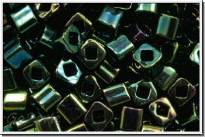 TC-03-0084, TOHO Cubes, 3mm, green/brown, met., iris., 10g