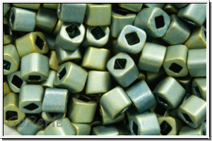 TC-03-0512f, TOHO Cubes, 3mm, green, silver, higher met., matte, 10g