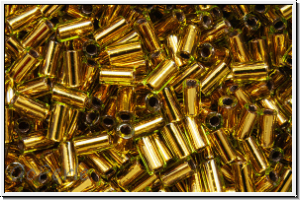 TBU-1-0747, TOHO Bugle 1", 3mm, green, lime, trans., copper-ld., 10g