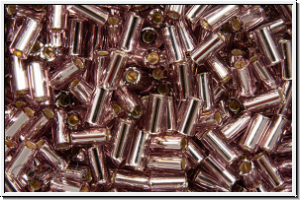 TBU-1-0026, TOHO Bugle 1", 3mm, amethyst, lt., trans., silver-ld., 10g