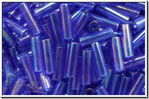 TBU-2-0087, TOHO Bugle 2", 6mm, cobalt, lt., trans., AB, 10g
