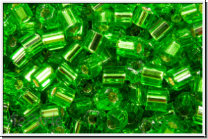 TH-11-0027, TOHO Hexagon, 11/0, peridot, trans., silver-ld., 10g