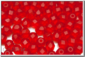 B�hm. Glasschliffperle, feuerpol., 5mm, siam, lt., trans., matte, 25 Stk.