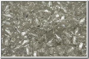 B�hm. Glasschliffperle, feuerpol., 4mm, crystal, trans., silver-ld., 50 Stk.