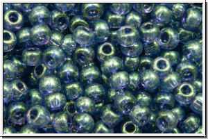 RR-11-2447, MIYUKI Rocailles, 11/0, sapphire, lt., trans., gold luster, 10g