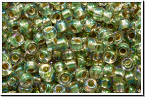 RR-11-3193, MIYUKI Rocailles, 11/0, green, pale moss, trans., silver-ld., AB, 10g