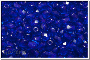B�hm. Glasschliffperle, feuerpol., 4mm, cobalt, trans., 50 Stk.