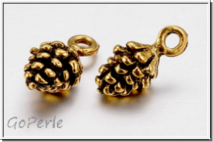 Anh�nger "Tannenzapfen", 13x7x5,5mm, antikgoldfb., Metall, 1 Stk.