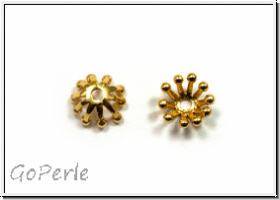 Perlenkappe "Strahlenkranz", 4x7,5mm, 18kt goldplated, Messing, 2 Stk.