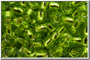 R-08-0024, TOHO Rocailles, 08/0, green, lime, trans., silver-ld., 10g