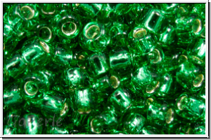 R-08-0024b, TOHO Rocailles, 08/0, emerald, lt., trans., silver-ld., 10g