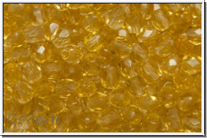 B�hm. Glasschliffperle, feuerpol., 4mm, light topaz, trans., 50 Stk.
