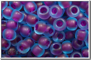 R-08-0252f, TOHO Rocailles, 08/0, aqua, trans., purple-ld., matte, 10g