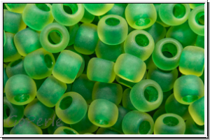 R-08-0242f, TOHO Rocailles, 08/0, jonquil, trans., emerald-ld., matte, 10g
