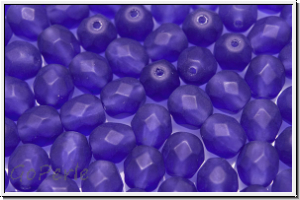 B�hm. Glasschliffperle, feuerpol., 6mm, cobalt, trans., matte, 25 Stk.