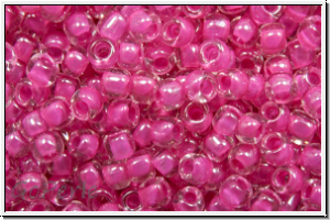 R-11-1078, TOHO Rocailles, 11/0, crystal, trans., neon pink-ld., 10g