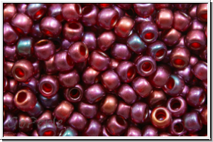 R-11-0332f, TOHO Rocailles, 11/0, raspberry, trans., gold luster, matte, 10g