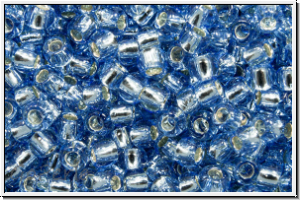 R-11-0023l, TOHO Rocailles, 11/0, blue, lt. denim, trans., silver-ld., 10g