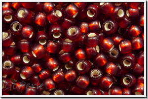 R-11-0025df, TOHO Rocailles, 11/0, garnet, trans., silver-ld., matte, 10g