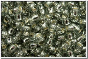 R-11-0029a, TOHO Rocailles, 11/0, grey, lt., trans., silver-ld., 10g