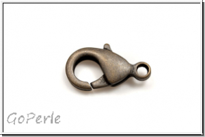 Karabiner "glatt", 17x8mm, antikmessingfb., matt, Messing, 1 Stk.