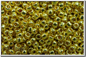 R-15-0559PF, TOHO Rocailles, 15/0, gold, yellow, galv., met., perm.-finish, 5g