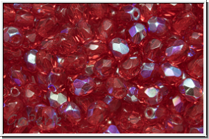 B�hm. Glasschliffperle, feuerpol., 4mm, siam, trans., AB, 50 Stk.