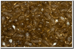 B�hm. Glasschliffperle, feuerpol., 4mm, light smoked topaz, trans., 50 Stk.
