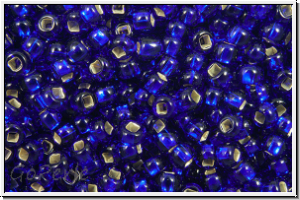PR-11-37100, PRECIOSA Rocailles, 11/0, cobalt, darker, trans., silver-ld., 20g