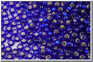PR-11-37100, PRECIOSA Rocailles, 11/0, cobalt, darker, trans., silver-ld., 20g
