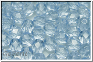 B�hm. Glasschliffperle, feuerpol., 6mm, sapphire, lt., trans., 25 Stk.
