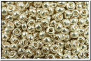 PR-11-18302, PRECIOSA Rocailles, 11/0, crystal, trans., metallic bright silver, 20g