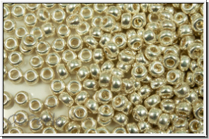 PR-11-18302, PRECIOSA Rocailles, 11/0, crystal, trans., metallic bright silver, 20g